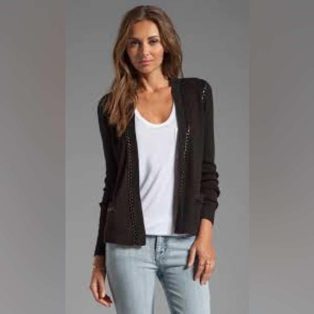 Milly Women's Black Open-Front Cardigan